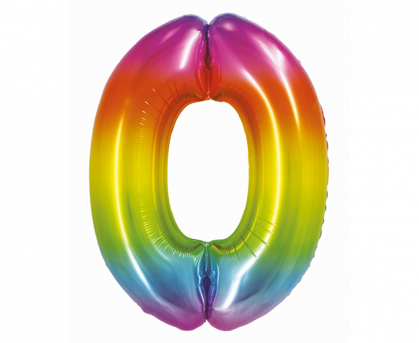 Balon foliowy cyfra 0 tęczowa 76cm CH-STC0