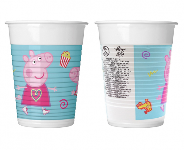 Kubeczki Świnka Peppa plastikowe  200ml 8szt