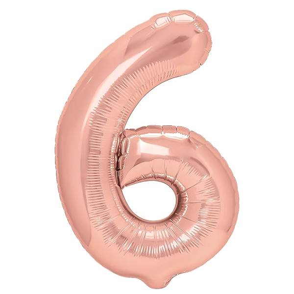 Balon foliowy cyfra 6 różowe złoto 100cm 450028