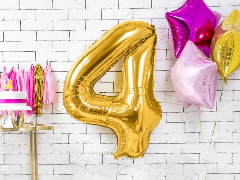 BALON FOLIOWY CYFRA 4 ZŁOTA PARTY DECO FB1M-4-019 