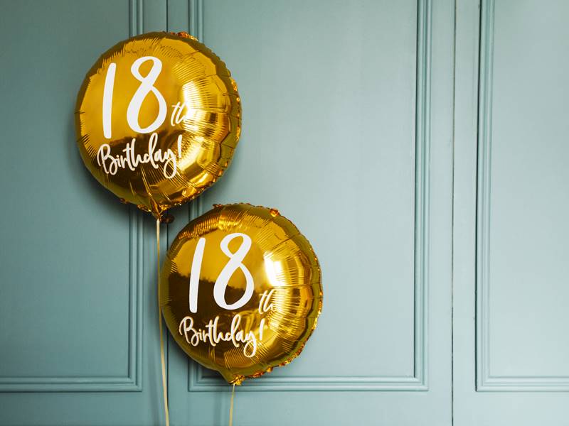 BALON FOLIOWY OKRĄGŁY 18 BIRTHDAY ZŁOTY
