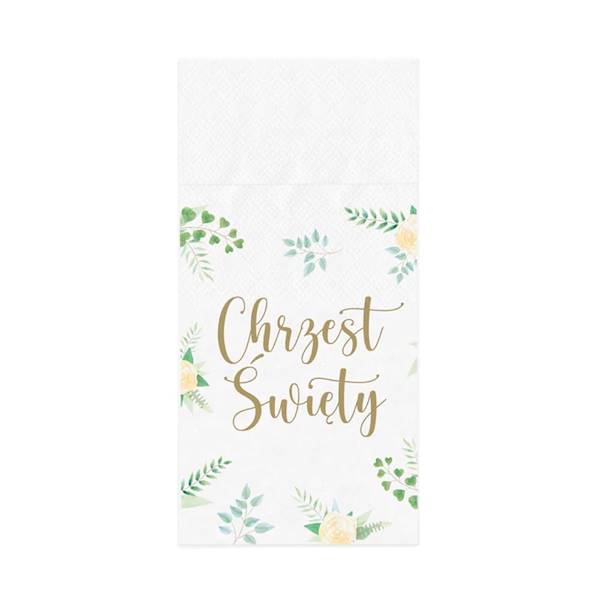 Serwetki Chrzest Święty na sztućce liście 16szt 127858