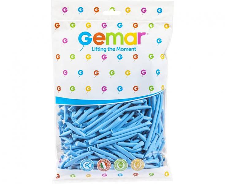 Balony Gemar D4 rurki włoskie niebieskie delikatne 072 100szt makarony, modeliny 2" 5cm