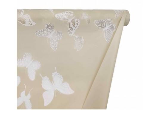 Folia satynowa florystyczna motyle latte rolka 50cmx8m F160 latte beż