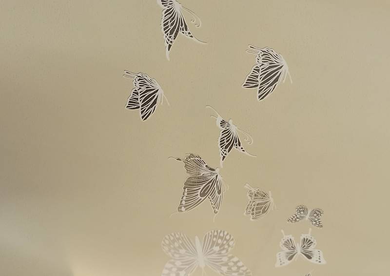 Folia satynowa florystyczna motyle latte rolka 50cmx8m F160 latte beż
