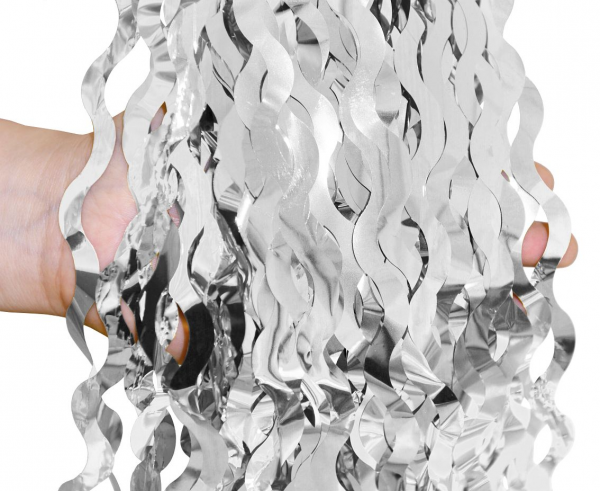 Kurtyna spirale srebrna metaliczne 100x200cm