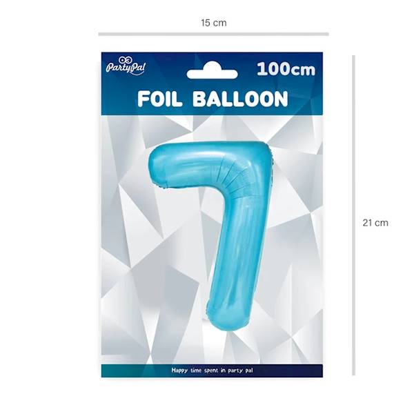 Balon foliowy cyfra 7 jasno niebieska 100cm 450049