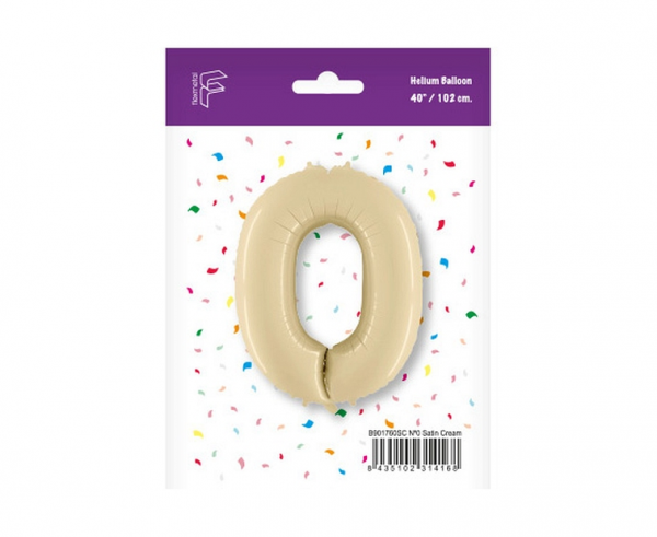 Balon foliowy cyfra 0 kremowy 102 cm 