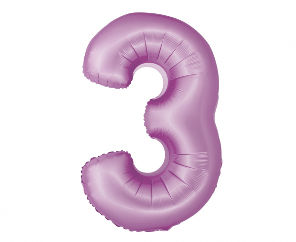 Balon foliowy cyfra 3 76cm fioletowa lawendowa CH-SLW3