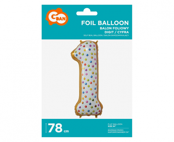 Balon foliowy cyfra 1 ciasteczko 78 cm 