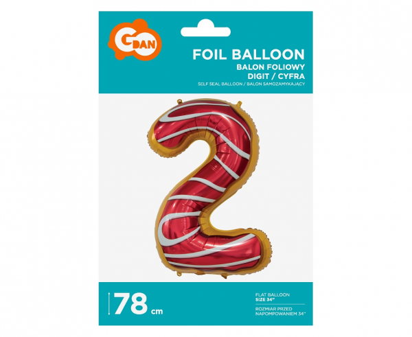 Balon foliowy cyfra 2 ciasteczko 78 cm 