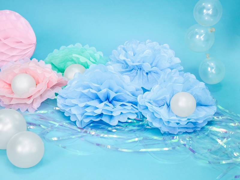 POMPON Z BIBUŁY 25CM BŁĘKITNY PP25-011