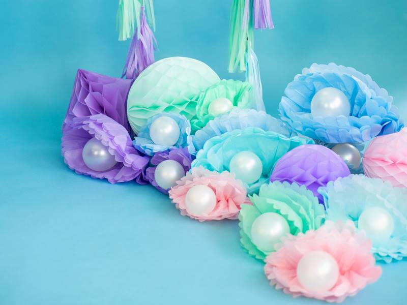 POMPON Z BIBUŁY 25CM BŁĘKITNY PP25-011