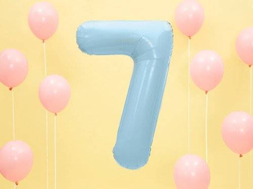 BALON FOLIOWY CYFRA 7 BŁĘKITNA PASTELOWA MAT PARTY DECO FB1P-7-001J 