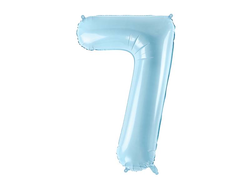 BALON FOLIOWY CYFRA 7 BŁĘKITNA PASTELOWA MAT PARTY DECO FB1P-7-001J 
