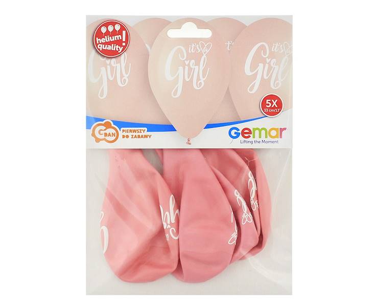 Balon z nadrukiem Its a Girl 5szt 