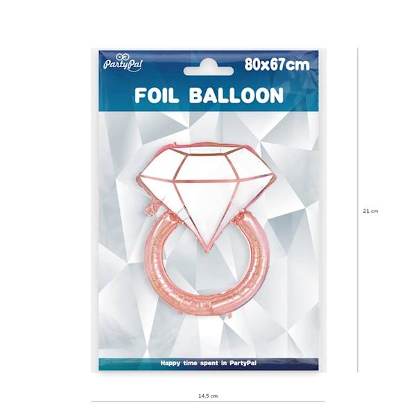 Balon foliowy pierścionek złoty róż 80x67 460470