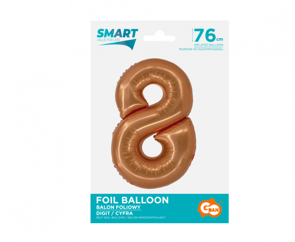 Balon foliowy cyfra 8 76cm miedziana CH-SMD8