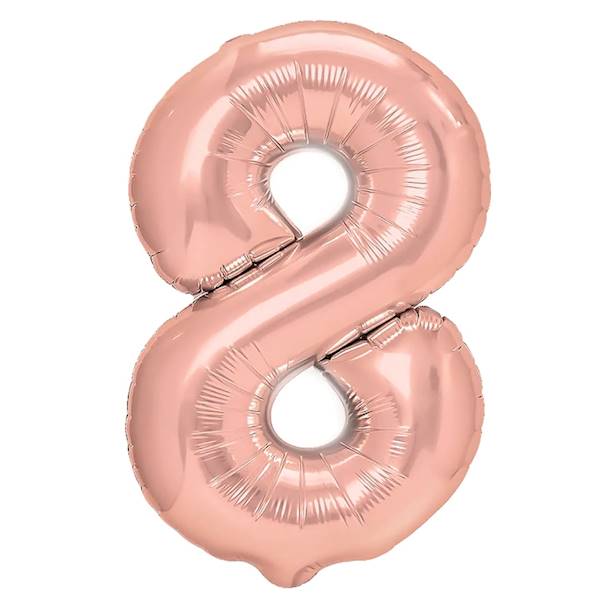 Balon foliowy cyfra 8 różowe złoto 100cm 450030
