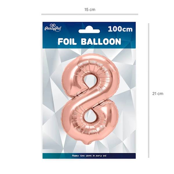 Balon foliowy cyfra 8 różowe złoto 100cm 450030