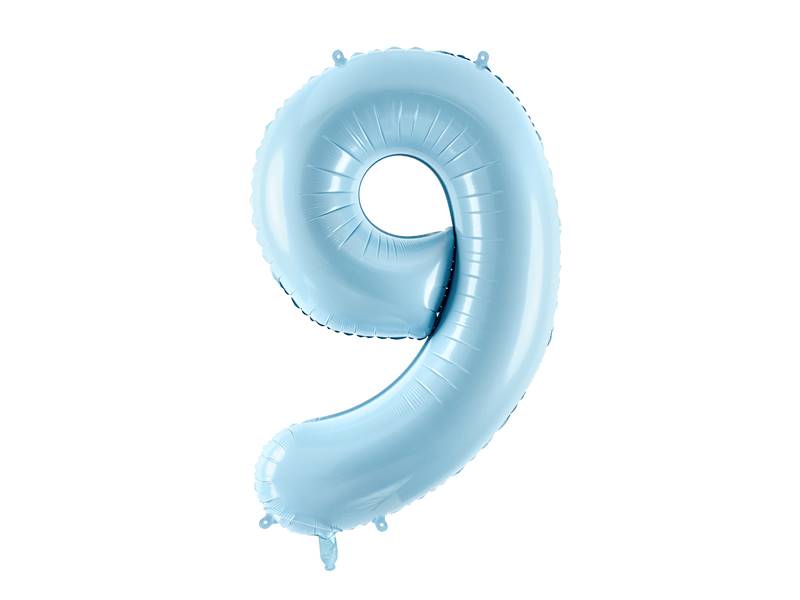 BALON FOLIOWY CYFRA 9 BŁĘKITNA PASTELOWA MAT PARTY DECO FB1P-9-001J 