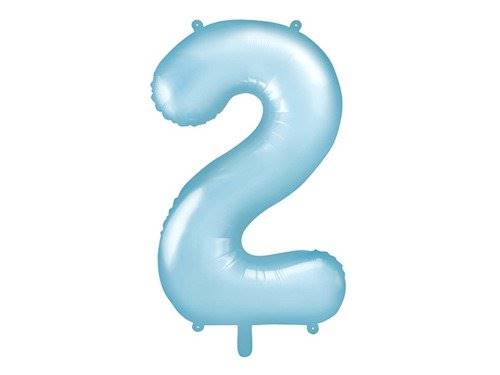 BALON FOLIOWY CYFRA 2 BŁĘKITNA PASTELOWA MAT PARTY DECO FB1P-2-001J