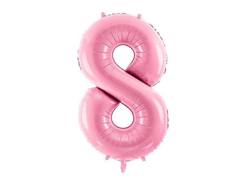 BALON FOLIOWY CYFRA 8 RÓŻOWA PASTELOWA MAT PARTY DECO FB1P-8-081 