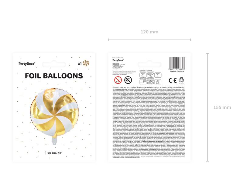 Balon foliowy Cukierek 35cm złoty FB107-019