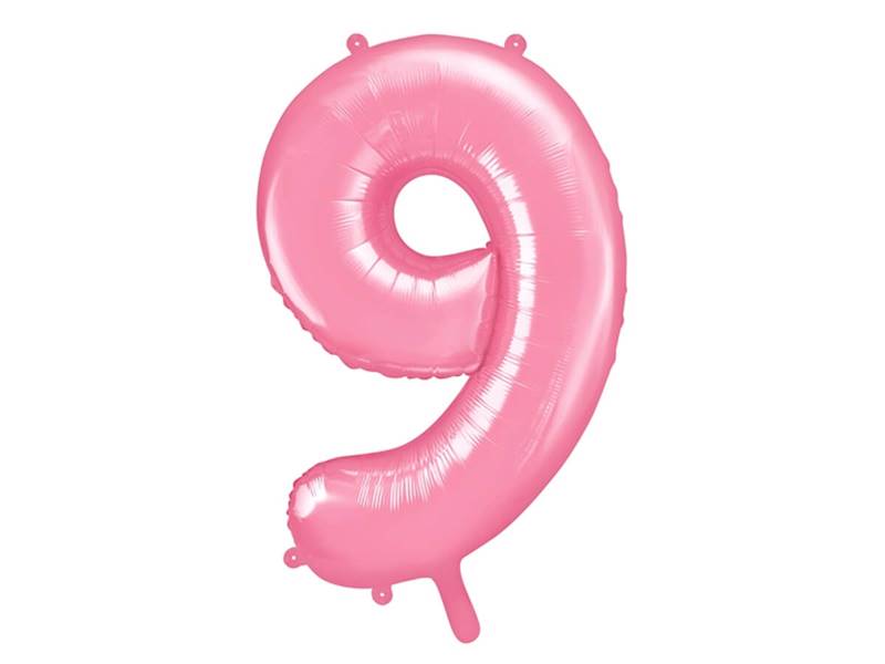 BALON FOLIOWY CYFRA 9 RÓŻOWA PASTELOWA MAT PARTY DECO FB1P-9-081 