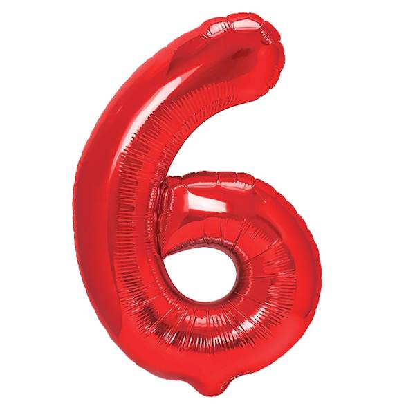 Balon foliowy cyfra 6 czerwona 100cm 450297