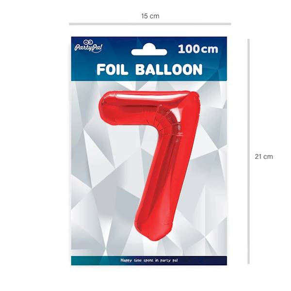 Balon foliowy cyfra 7 czerwona 100cm 450298