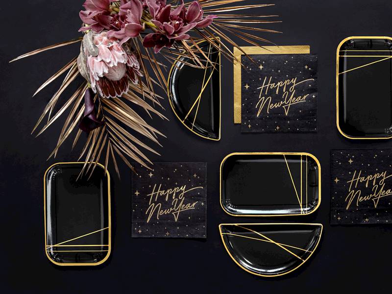 Serwetki Happy New Year czarne 33x33cm SP33-82-010-019ME