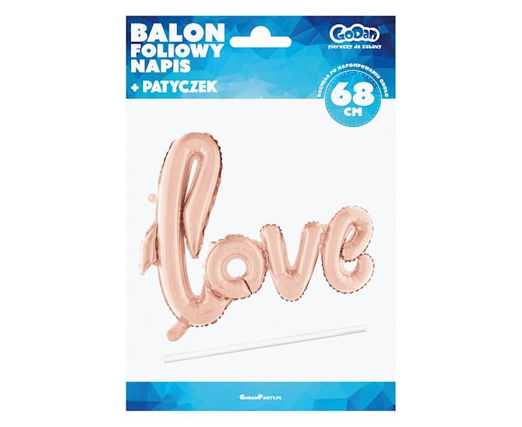 Balon napis Love różowe złoto 68cm