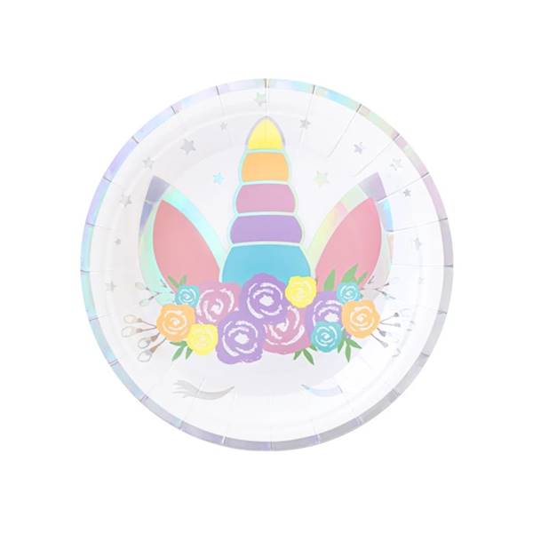 Talerze papierowe jednorożec 18 cm 512325