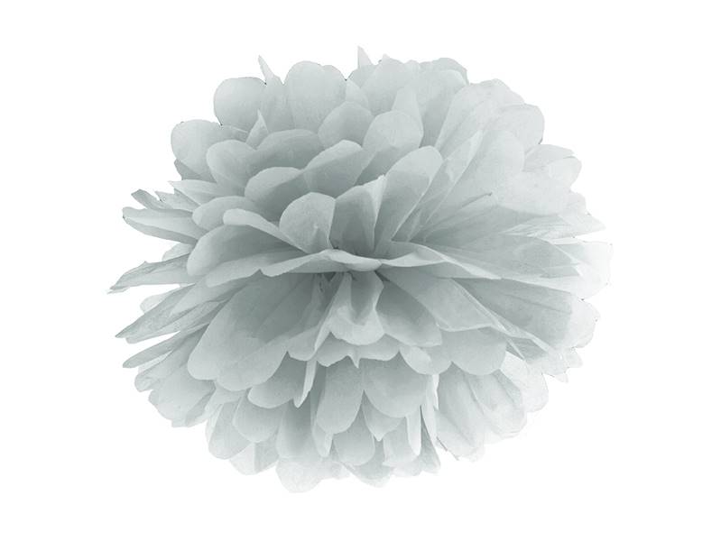 POMPON Z BIBUŁY 25CM Srebrny PP25-018