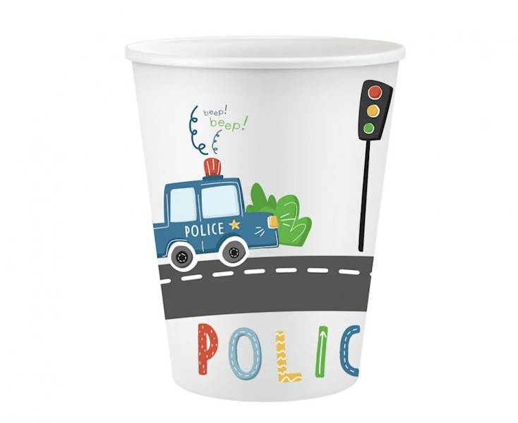 Kubeczki papierowe Police Policja 250ml 6szt