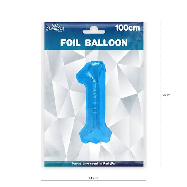 Balon foliowy cyfra 1 niebieska 100cm 450281