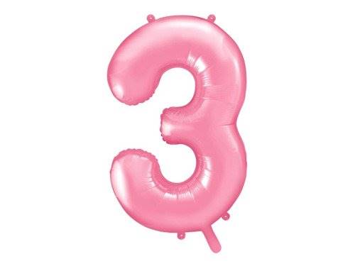 BALON FOLIOWY CYFRA 3 RÓŻOWA PASTELOWA MAT PARTY DECO FB1P-3-081 