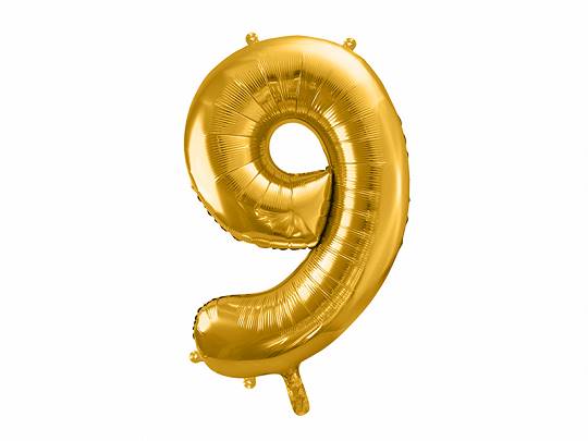 BALON FOLIOWY CYFRA 9 ZŁOTA PARTY DECO FB1M-9-019 