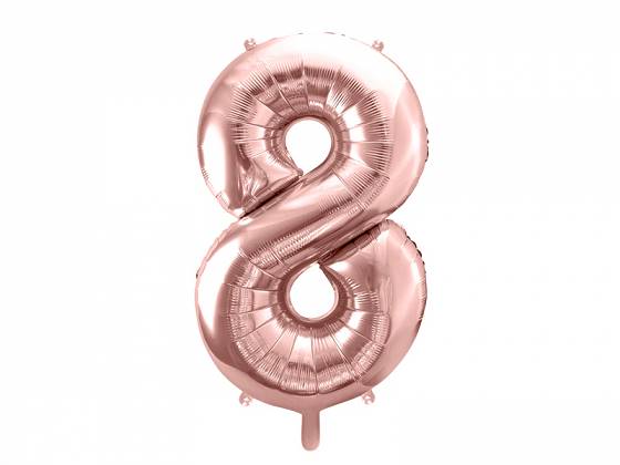 BALON FOLIOWY CYFRA 8 ZŁOTY RÓŻ PARTY DECO FB1M-8-019R 