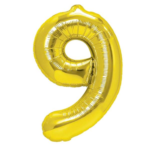 Balon foliowy cyfra 9 złota 100cm 450021