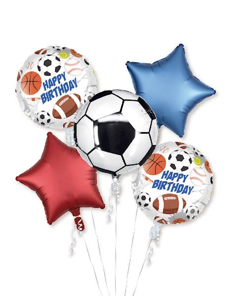 Balon foliowy zestaw piłka nożna + gwiazdki 5 szt
