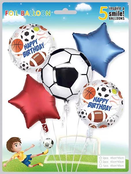 Balon foliowy zestaw piłka nożna + gwiazdki 5 szt