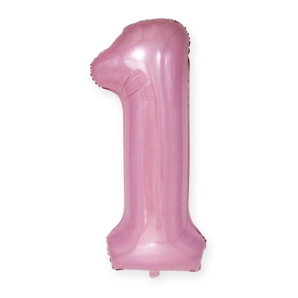 Balon foliowy cyfra 1 jasny róż 100cm 450033