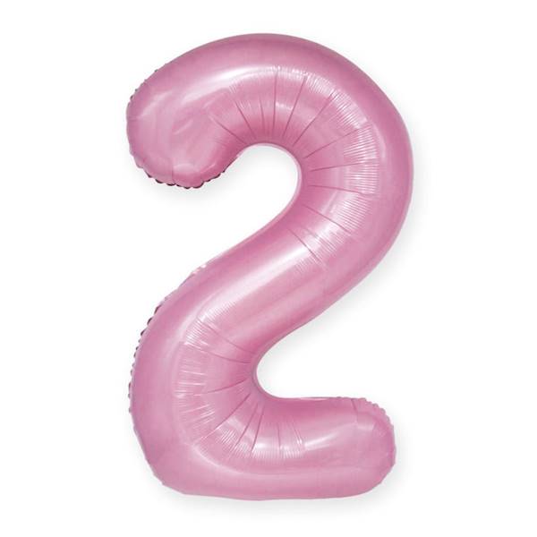 Balon foliowy cyfra 2 jasny róż 100cm 450034