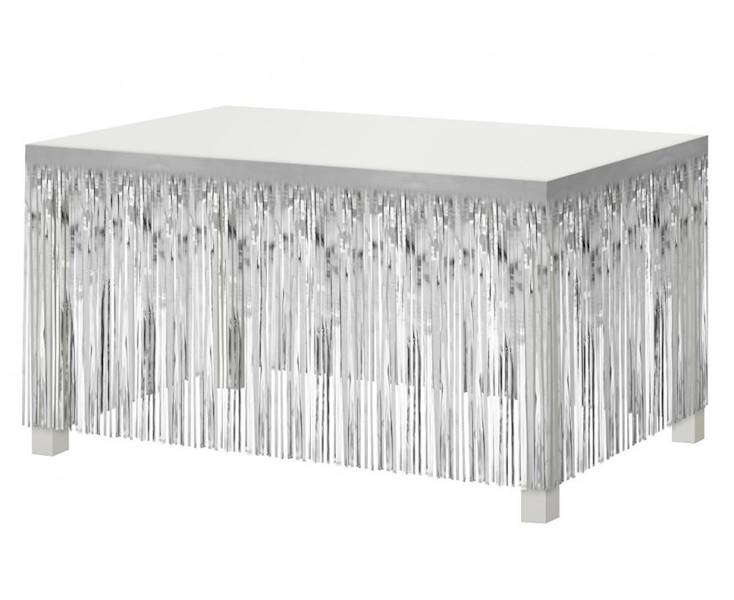 Kurtyna dekoracja na brzeg stołu srebrna 80x300cm 