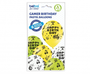 Balony lateksowe Happy Birthday Gamer Birthday 6szt 30cm 