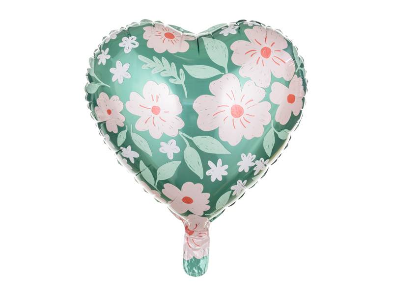 Balon foliowy Serce w kwiaty 45 cm FB124
