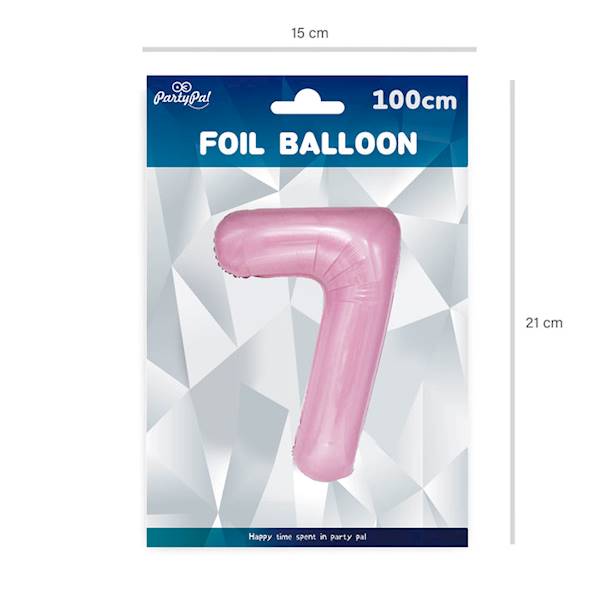 Balon foliowy cyfra 7 jasny róż 100cm 450039