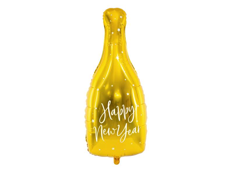 Balon foliowy Butelka - Happy New Year 32x82cm złoty FB54M-019